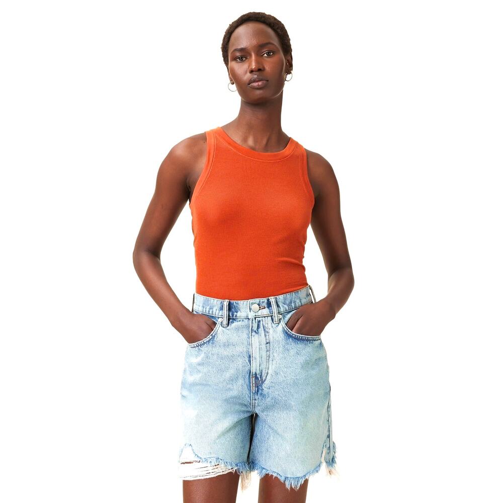 NWT AllSaints Crew Neck Sleeveless Tank Top in Pop‎ Orange Women’s Size 2